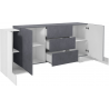 Credenza Pillon 210 – 2+2 ante + 3 cassetti – Bianco Lucido/Report