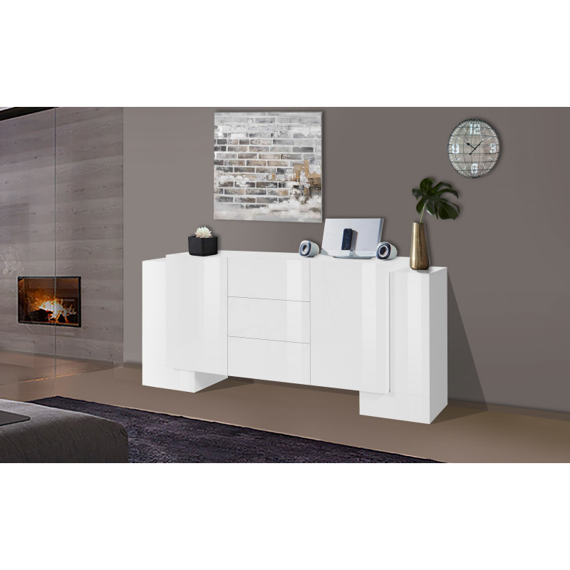 Credenza Pillon 210 –2+2 ante + 3 cassetti – Bianco Lucido