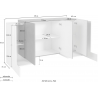 Credenza Pillon 170 – 2 ante + 3 ante – Bianco Lucido/Acero Pereira
