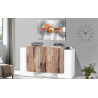 Credenza Pillon 170 – 2 ante + 3 ante – Bianco Lucido/Acero Pereira