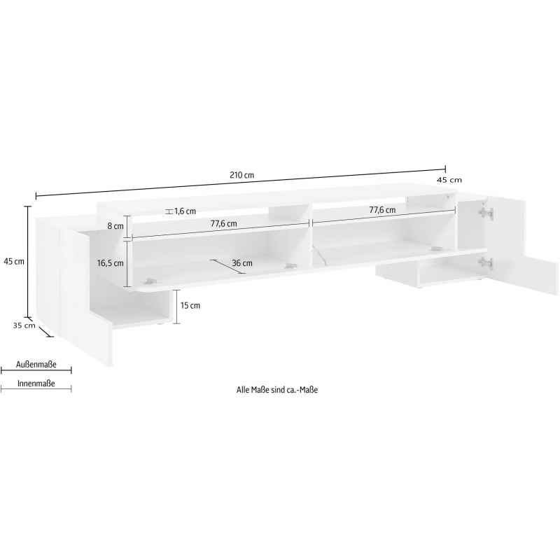 Porta TV Pillon 210 – 2+1 ante – Bianco Lucido/Report