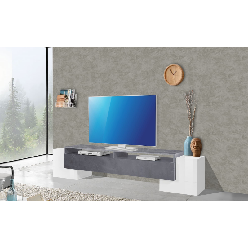 Porta TV Pillon 210 – 2+1 ante – Bianco Lucido/Report