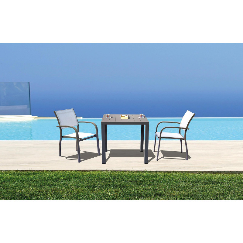 Set Tavolo San Vincenzo + 4 Sedie Lucca In Alluminio Pieghevole Tortora Moia
