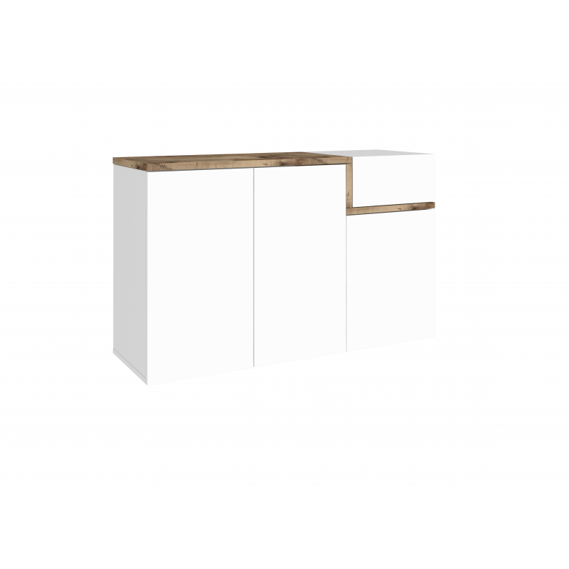 Scarpiera Zet 120 – 3 ante + 1 ribalta – Bianco Lucido/Acero Pereira