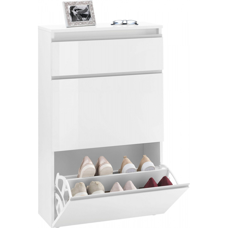 Scarpiera Magic 60 – 2 ante + 1 ribalta – Bianco Lucido