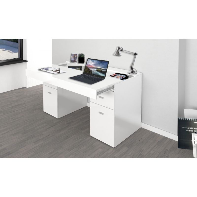 Scrivania Sliding 130 con piano allungabile – Bianco Larice