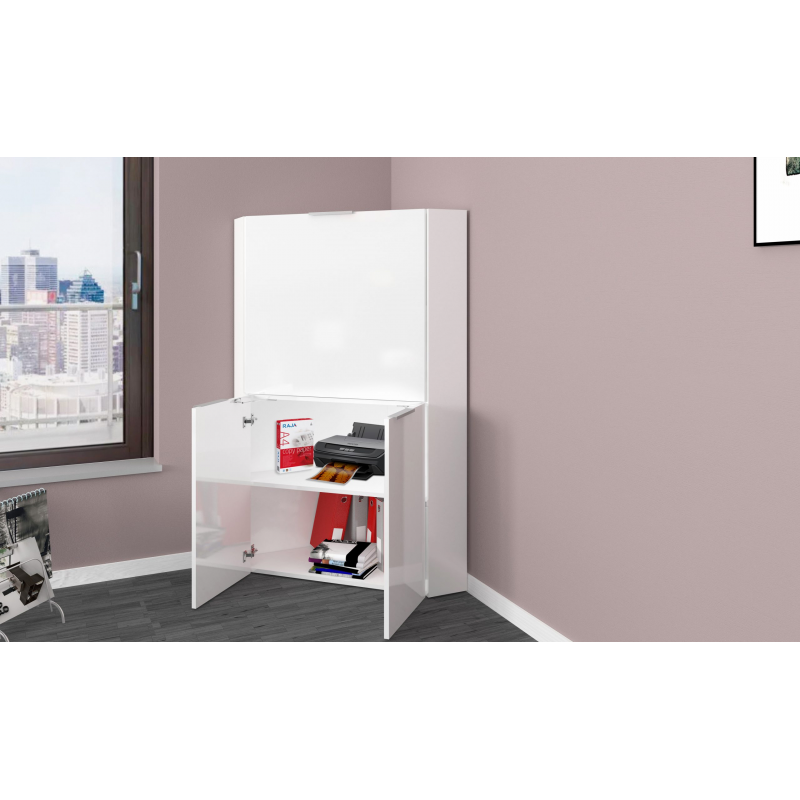Scrivania ad angolo Dalia – Richiudibile – 70x140x57 – Bianco Lucido