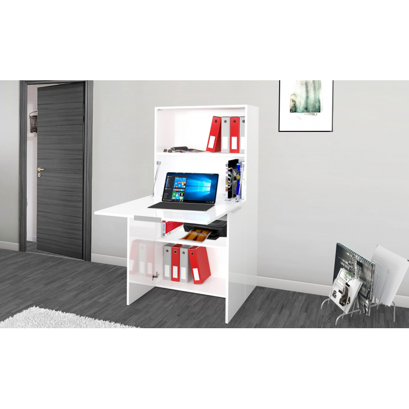 Scrivania Dalia Richiudibile ad armadio – 70x140x35 – Bianco Lucido