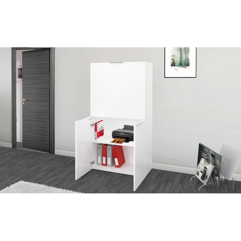 Scrivania Dalia Richiudibile ad armadio – 70x140x35 – Bianco Lucido