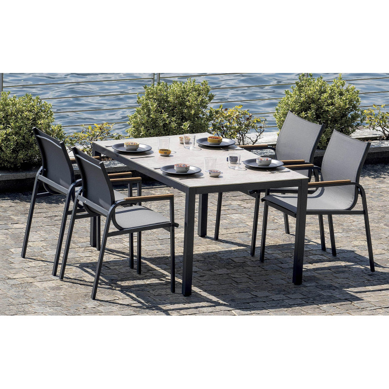 Dining Set Tarquinia 4 Sedie Ferro Antracite Moia