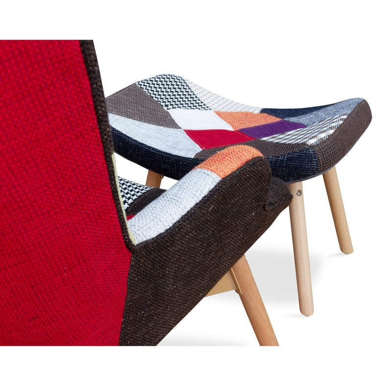 Poltrona in tessuto modello Glaciale colore Patchwork (con pouf)