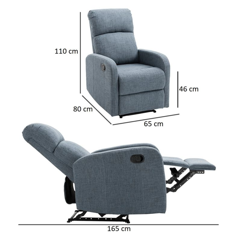 Poltrona Relax Manuale in tessuto modello Samoa colore Grigio