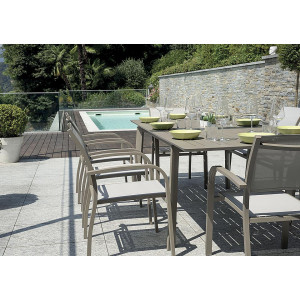 Set Tavolo San Donato + 6 Sedie Lucca In Alluminio Pieghevole Tortora Moia