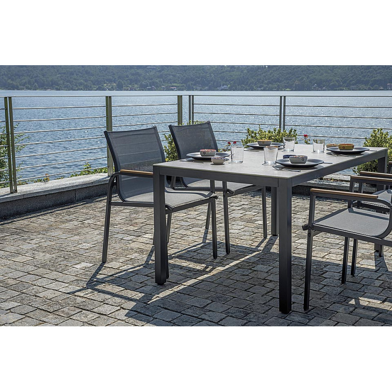 Dining Set Tarquinia 4 Sedie Ferro Antracite Moia