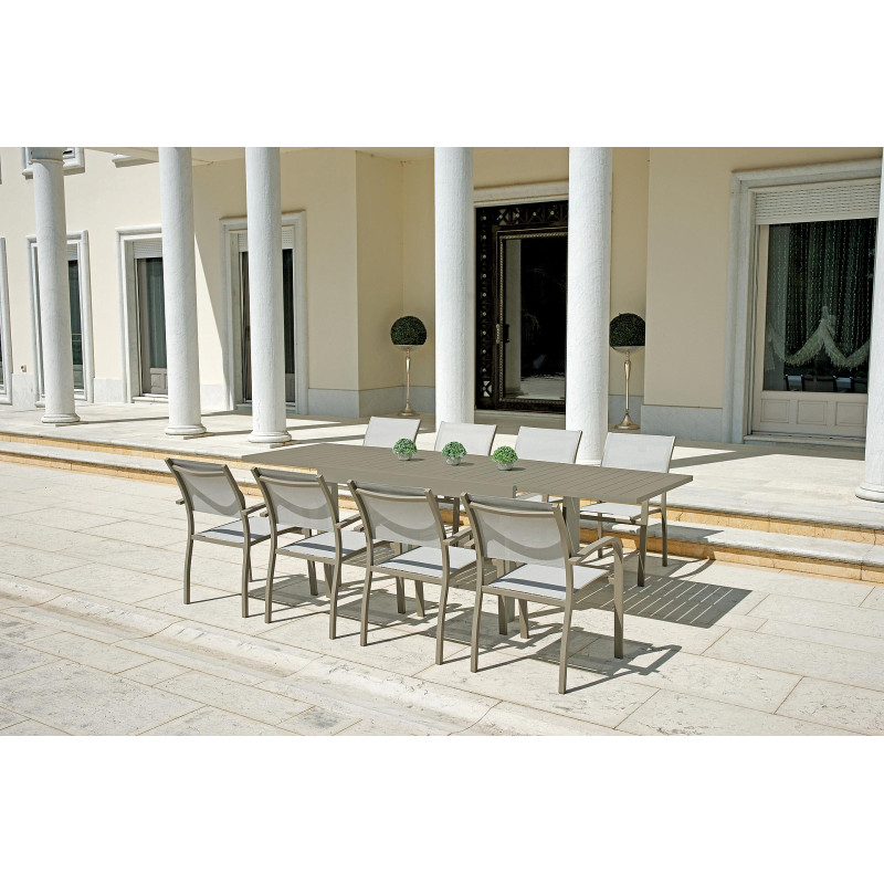 Set Tavolo San Donato + 6 Sedie in alluminio Viareggio MOIA tortora