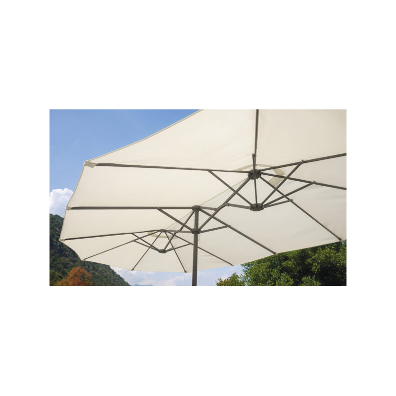 Ombrellone ovale MOIA a palo centrale 2,7x4,5 antracite ed ecrù