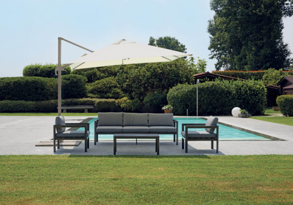 Ombrellone California MOIA 3x3 mt. fusto tortora con maniglione in alluminio
