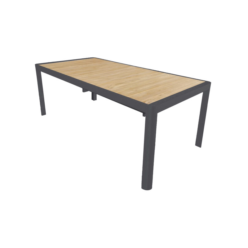Tavolo Lanzarote MOIA 200/300 alu antracite e teak con gambe scorrevoli