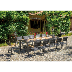 Zoom Tavolo Lanzarote MOIA 200/300 alu antracite e teak con gambe scorrevoli