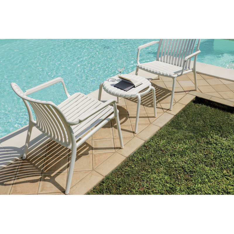 Set Tavolino Balcony + 2 Poltrone Balcony Set Valencia Resina Bianco Moia