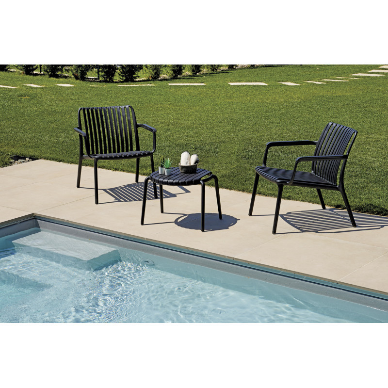 Set Tavolino Balcony + 2 Poltrone Balcony Set Valencia Resina Antracite Moia