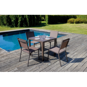 Zoom Tavolo San Vincenzo MOIA 80x80 in alluminio chocolate