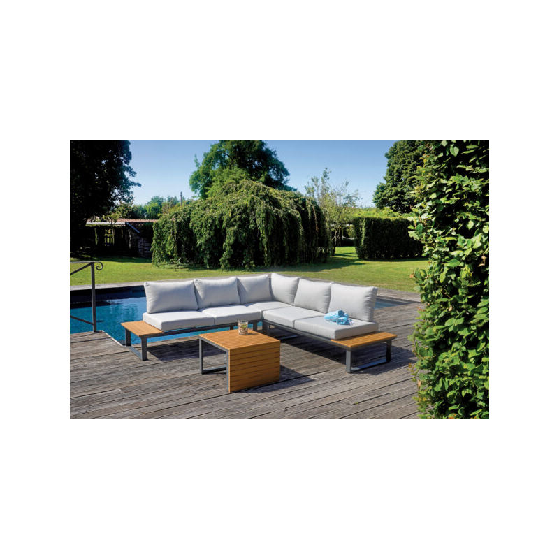 Set angolare MOIA Saint Tropez in alluminio e resin wood