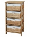 Cassettiera Elena in legno e vimini con 4 cassetti