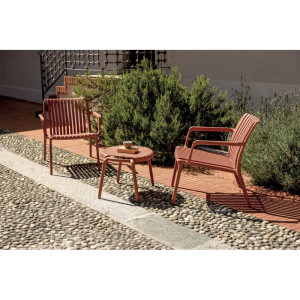 Set Tavolino Balcony + 2 Poltrone Balcony Set Valencia Resina Mattone Moia