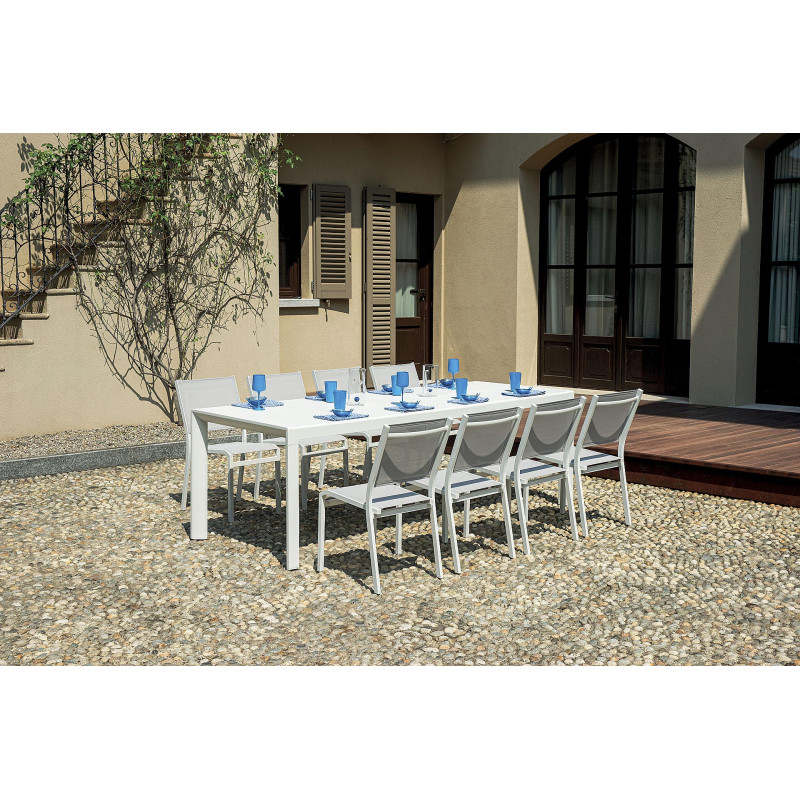 Set Tavolo pieghevole + 2 Sedie Pola Alluminio Bianco Text Grigio Chiaro Moia