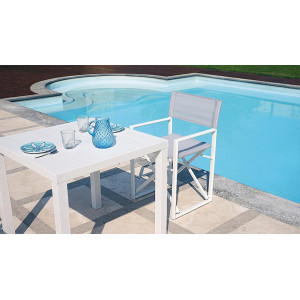 Set Tavolo San Vincenzo + 4 Sedie Pola Alluminio Bianco Text Grigio Chiaro Moia
