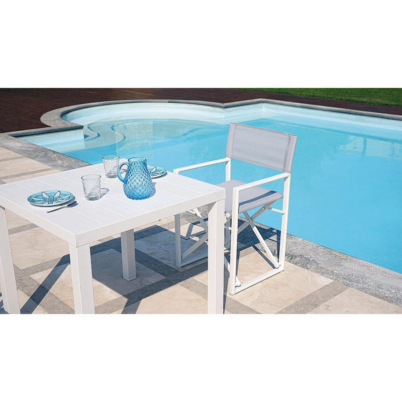 Set Tavolo San Vincenzo + 4 Sedie Zara Alluminio Bianco Text Grigio Chiaro Moia