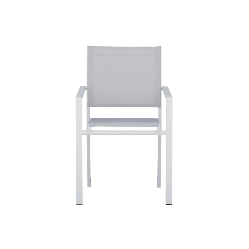 Set Tavolo San Vincenzo + 4 Sedie Zara Alluminio Bianco Text Grigio Chiaro Moia