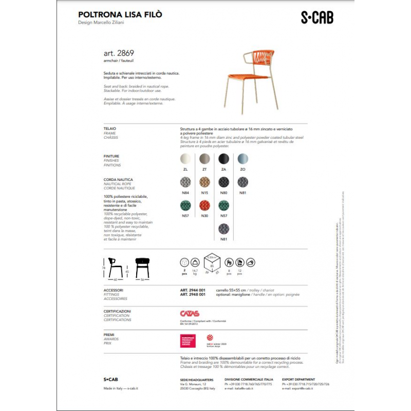 SET DA DUE POLTRONE LISA FILÒ CORDA NAUTICA MADE IN ITALY SCAB DESIGN