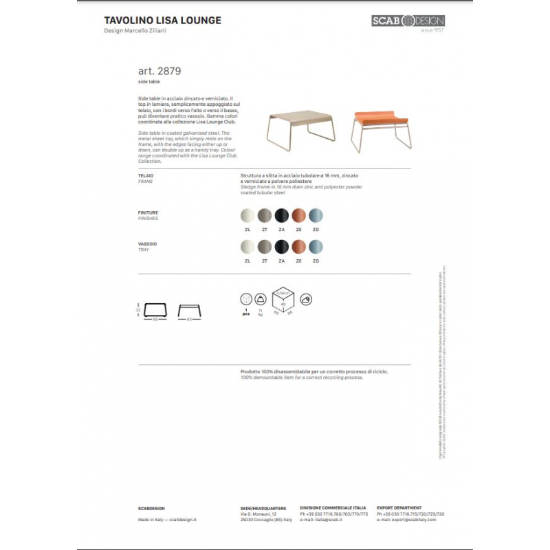 TAVOLINO LISA LOUNGE SCAB DESIGN MADE IN ITALY