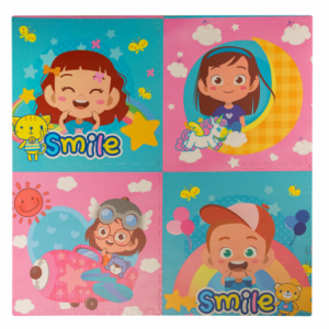 4PZ Tappeto tappetino puzzle morbido SMILE 60 x 60 x 1 cm per bambini gioco da interno