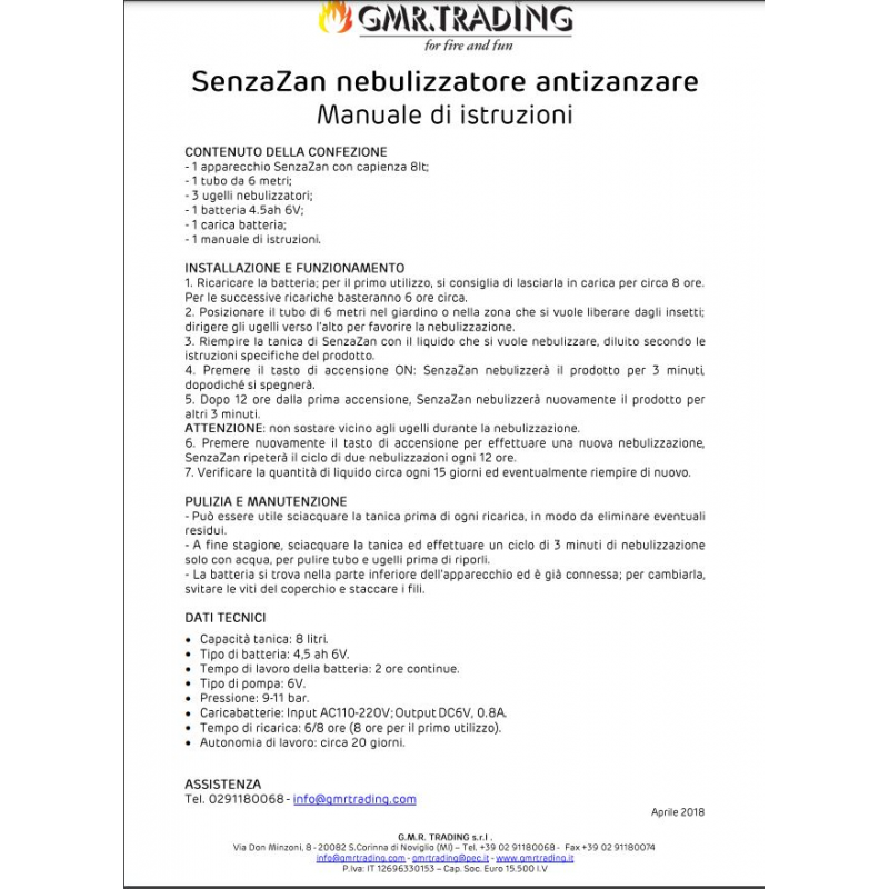 Nebulizzatore anti-zanzare SenzaZan