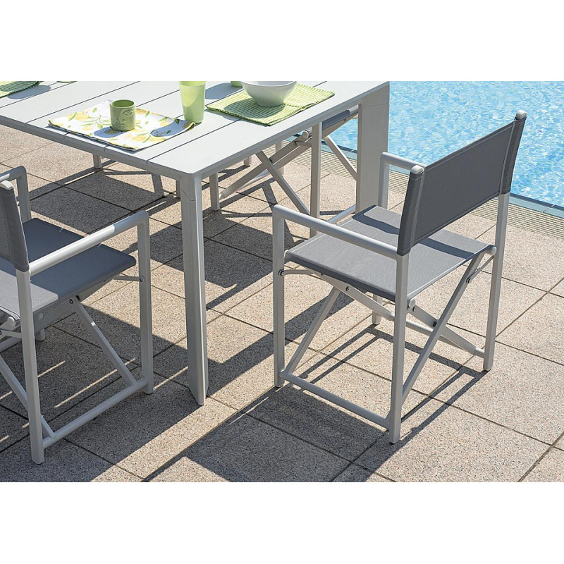 Set Tavolo Capannori + 6 Sedie Regista Paros Alluminio Bianco/Text Grigio Chiaro Moia