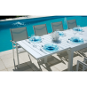 Set Tavolo Montecatini + 8 Sedie Pola Alluminio Bianco Text Grigio Chiaro Moia