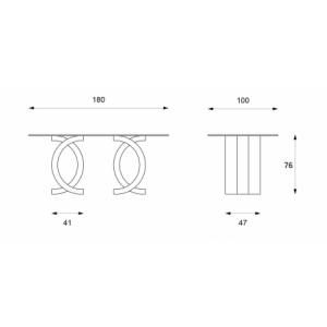 Olimpia STONES Tavolo fisso 180 x 100 - Trasparente base gray