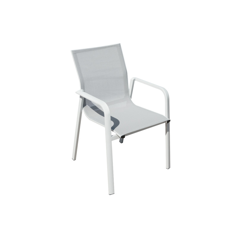 Set Tavolo Montecatini + 8 Sedie Samo Alluminio Bianco Text Grigio Chiaro Moia