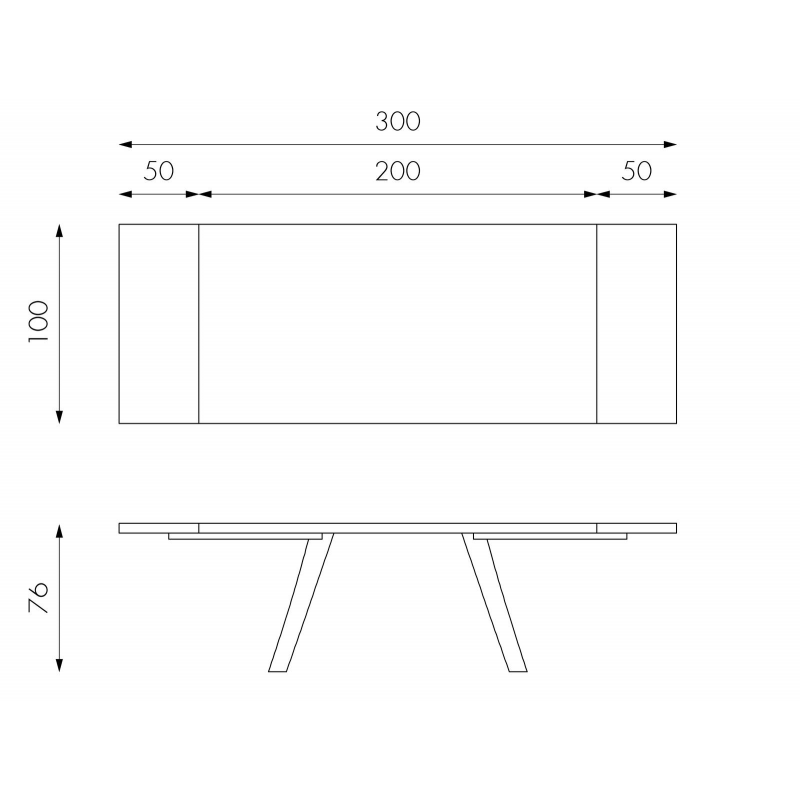 Bridge STONES Tavolo Allungabile 200/300 x 100 cm