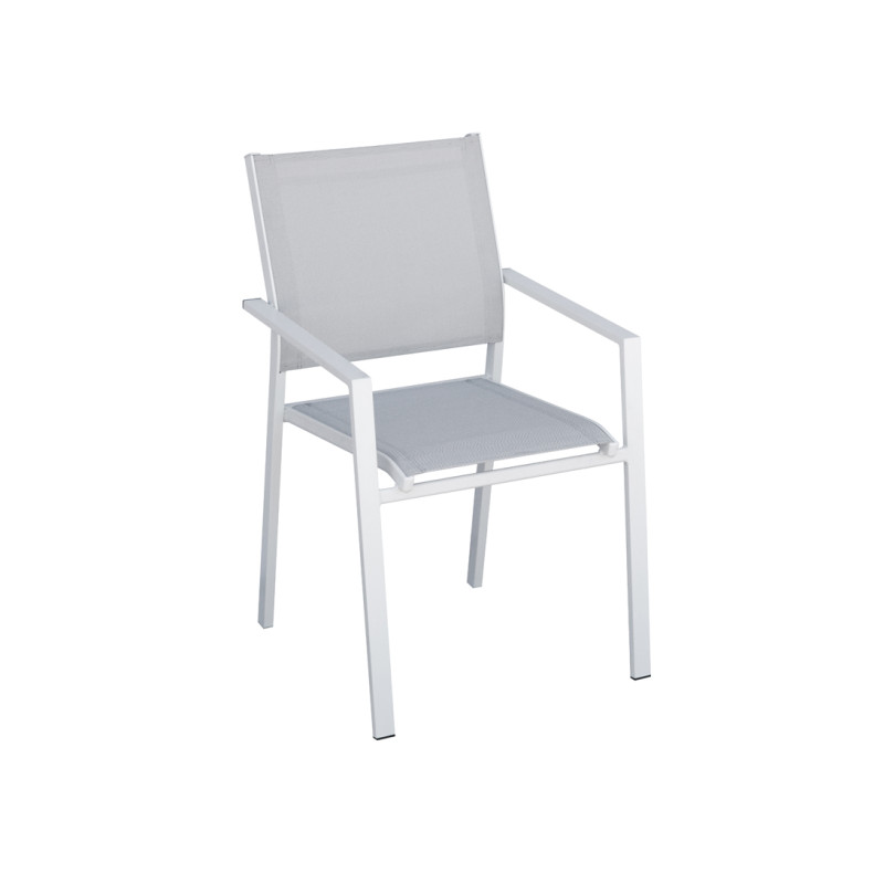 Sedia Zara alluminio bianco textilene grigio chiaro Moia
