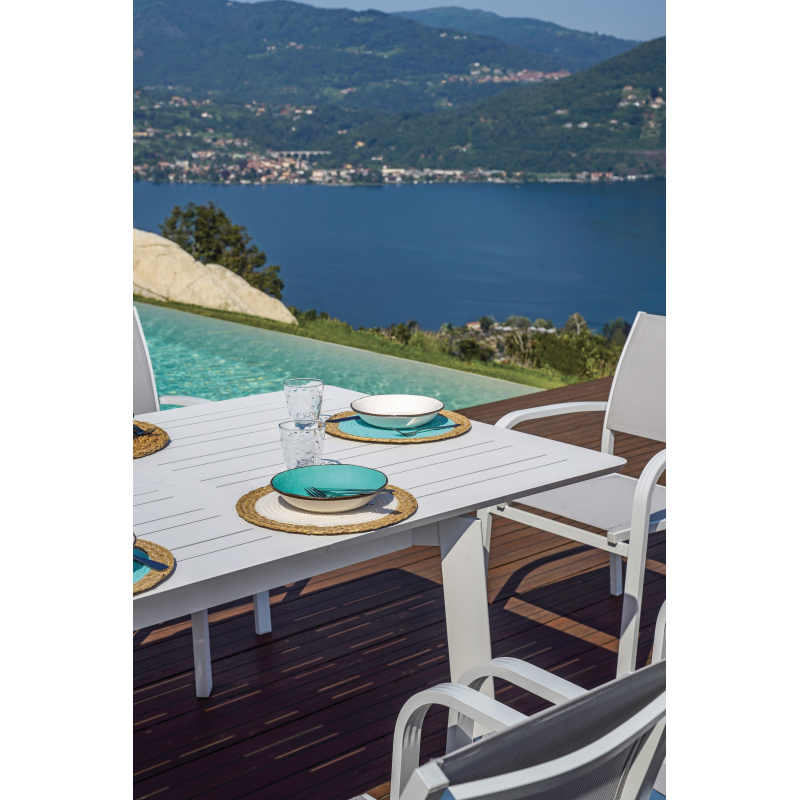 Set Tavolo San Donato + 8 Sedie Lucca In Alluminio Pieghevole Bianca Moia