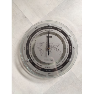 Orologio da parete MONDO con doppio vetro e fusi orari mondiali 28.8cm