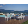 Set Tavolo San Donato + 8 Sedie Samo Alluminio Bianco Text Grigio Chiaro Moia
