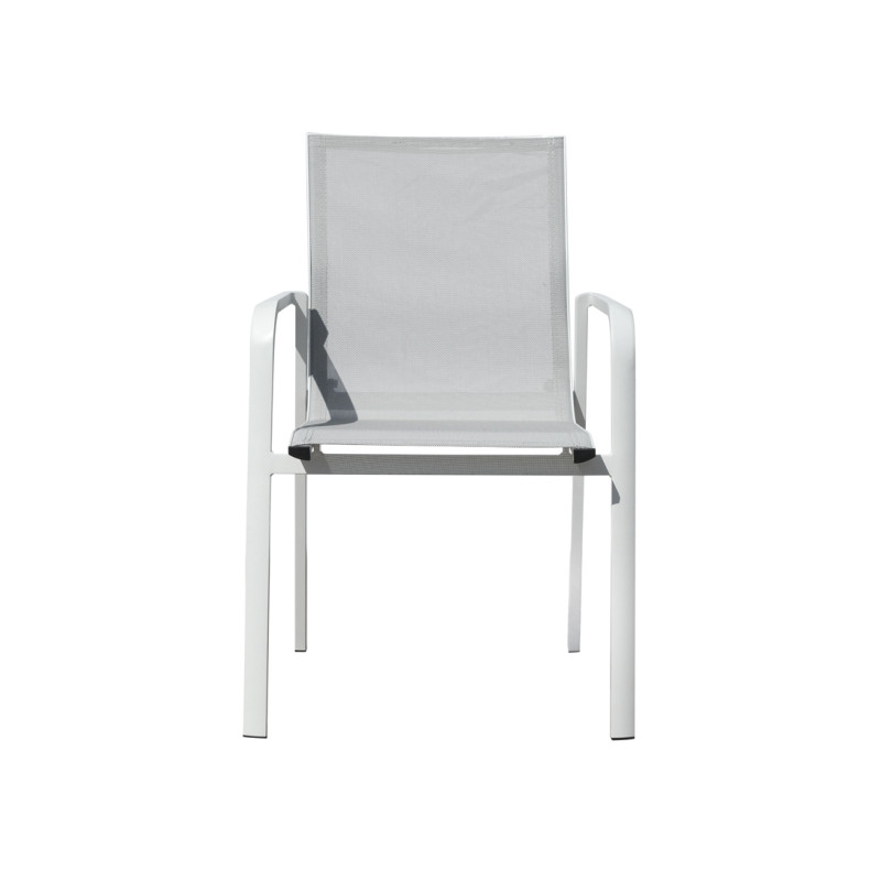 Set Tavolo San Donato + 8 Sedie Samo Alluminio Bianco Text Grigio Chiaro Moia