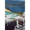 Set Tavolo San Donato + 8 Sedie Samo Alluminio Bianco Text Grigio Chiaro Moia