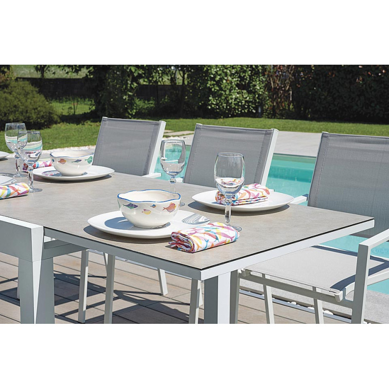 Sedia Zara alluminio bianco textilene grigio chiaro Moia