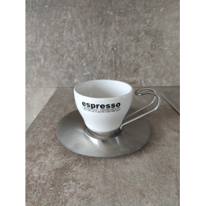 Set 4 tazze Caffe Espresso/Cappuccino in ceramica e metallo